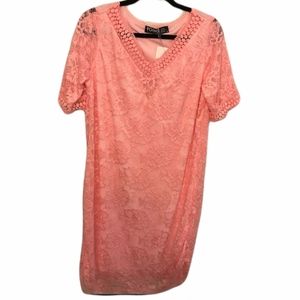 YOINS Pink Coral Crotchet Style Dress NWT